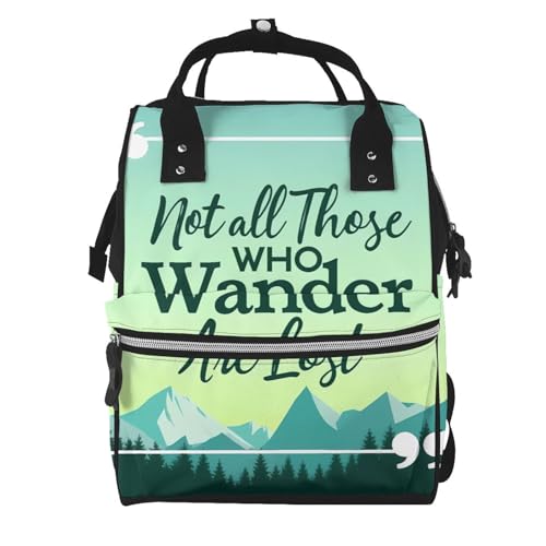 BERMEIZ Not All Those Who Wander Are Lost 1 Pattern Diaper Bag Backpack Large Capacity Multifunction with Insulated Pockets Waterproof Baby Diaper Bags Baby Travel Essentials for Newborns,Moms,Dads