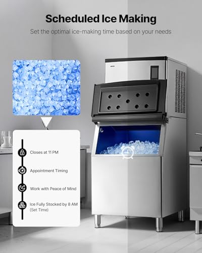 Image of VEVOR Commercial Ice Maker Machine, 1000LBS /24H Ice-Making Machine with 500LBS Stainless Steel Storage Bin, Auto Self-Cleaning Ice Maker with Touchscreen for Bar Cafe Restaurant Business Commercial