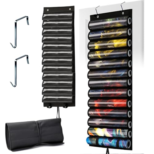 DHRRDE Playmat Tube for MTG - Portable Hangable Door Organizer with 2 Hooks Fits for 12+1 Card Game Storage with Clear Slots for TCG/RPG Mats (12 tubes)