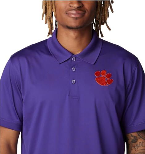 Columbia Men's Clemson Tigers Paw Drive Polo (US, Alpha, Large, Regular, Regular, Purple)3