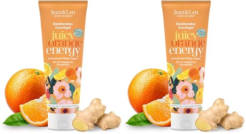 Jean & Len Duschgel Orange & Ingwer, pH-hautideal, erfrischendes Duscherlebnis, mit Orangen- und Ingwer-Extrakt, für weiche Haut, veganes Duschgel, ohne Parabene & Silikone, 250 ml (Packung mit 2)