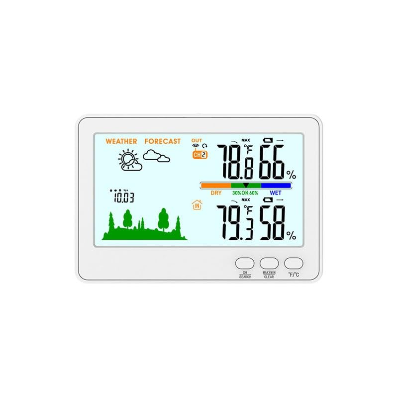 Wireless Color Screen Indoor Outdoor Temperature Humidity Meter with Weather Forecast for Home Use