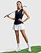 Rdruko Women's Sleeveless Golf Shirts Collared V-Neck Tennis Tank Tops Polo UPF 50+ Lightweight Quick Dry Shirts, Navy Blue, XL