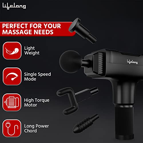 Lifelong LLGM63 Corded Electric Strike Gun Massager for Pain Relief with 4 Massage Heads, Remove