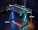 ODK Gaming Desk with LED Lights & Power Outlet, Gaming Table with Cup Holder and Headphone Hook, Double Z Frame Design Computer Desk Carbon Fiber Black 80 cm