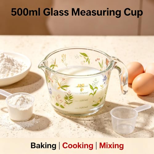 Vaso medidor de vidrio 500 ml con asa y pico vertedor miniatura 6
