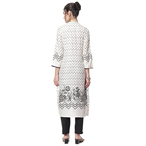 Image of Rangriti Off White Liva Straight Kurta for Women