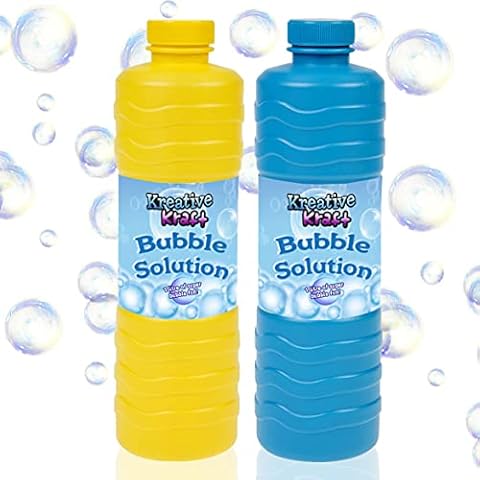 KreativeKraft Bubble Solution Liquid, Pack of 2 Bottles Bubble Mixture, Suitable For Bubble Machine Gun or Bubble Wand, Refill Fluid For Bubble Making Toys, Outdoors Fun Party Game Cover