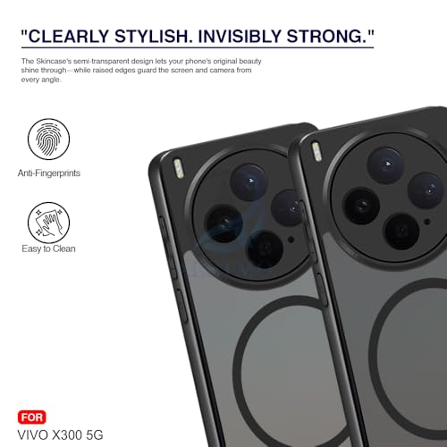 Image of AESTMO Vivo X300 5G Back Cover | 360 Protection | Matte Frosted Hard Back Translucent | Compatible with MagSafe Accessories (MagSafe Matte Hard Black Bumber)