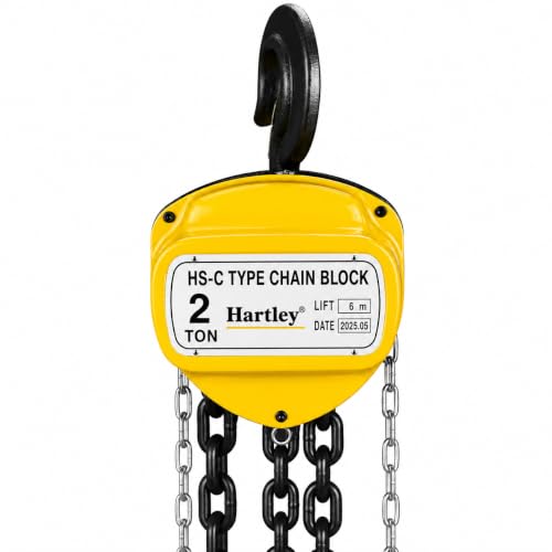 Image of Hartley HS-C Type 2 Ton Chain Pulley Block, 6 Meter Lift, 6 mm Load Chain | Double Fall Manual Chain Hoist | Heavy Duty Alloy Steel Hooks | Material Handling Equipment | Ideal for warehouses, factories, construction sites, and maintenance. Perfect for machinery installation and moving cargo.
