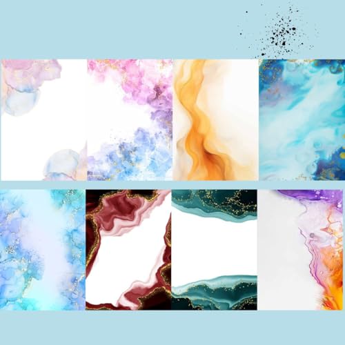 Design Paper DIN A6 Alcohol Ink: 75 Motivpapiere (DIN A6, 220 g/m²), in 25 Designs, 16 Seiten Handlettering-Grundkurs, Softcover