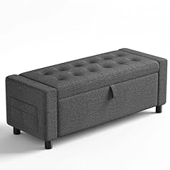 Amada Ottoman with Storage Bench, Dark Gray
