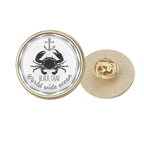 Broche crabe en métal doré motif organisme marin et croquis nature taille M