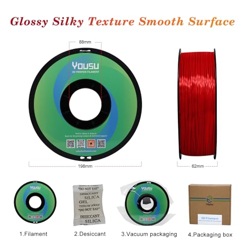 Image of YOUSU Silk TPU Filament 1.75mm,3D Printer Filament TPU95A Flexible Soft Rubber, 1kg Spool (2.2 lbs), Dimensional Accuracy + /- 0.02 mm,Silk TPU Gold