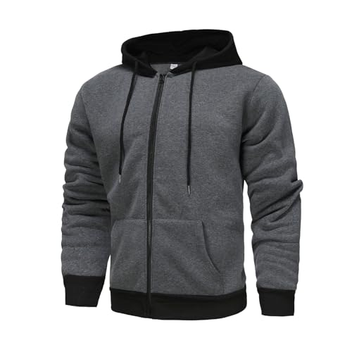 Mens Sweatshirts Hoodies Fashion Full Zip Hooded Stylish Zip Up Jacket Big And Tall Long Sleeve Coat With Pockets3
