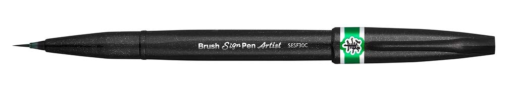 Pentel SESF30C Brush Sign Pen Artist, Extra Fine Brush Tip, Green (Single Pen)