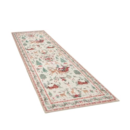Winter Christmas Hallway Decorative Rug Christmas Kitchen Rugs 6.56x1.97ft | Entrance Foyer Area Hallway Bedroom Living Room Ind