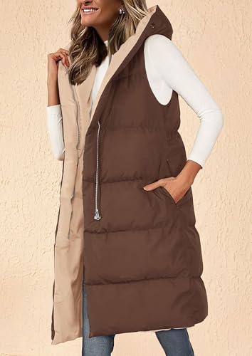 PRETTYGARDEN Womens Long Puffer Vest Fall Winter Trendy Zip Up Sleeveless Coat Down Jacket Quilted Hooded Warm Outerwear4
