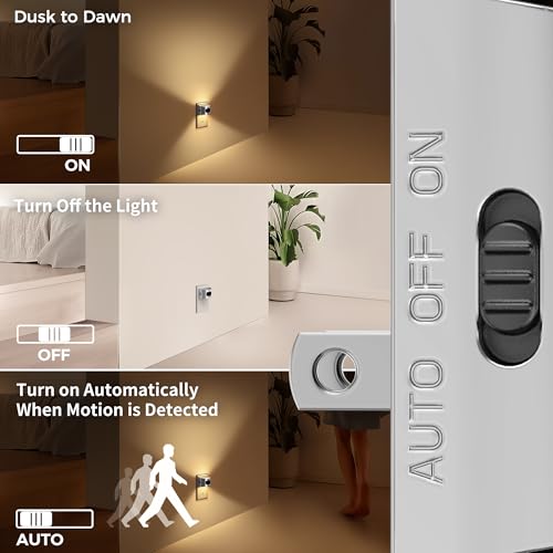 Image of DORESshop LED Night Light[2 Pack], Silver Night Lights Plug into Wall, 3 Mode Plug in Night Light with Motion Sensor, Dusk to Dawn Sensor, Nightlights for Adults, Bedroom, Bathroom, Hallway