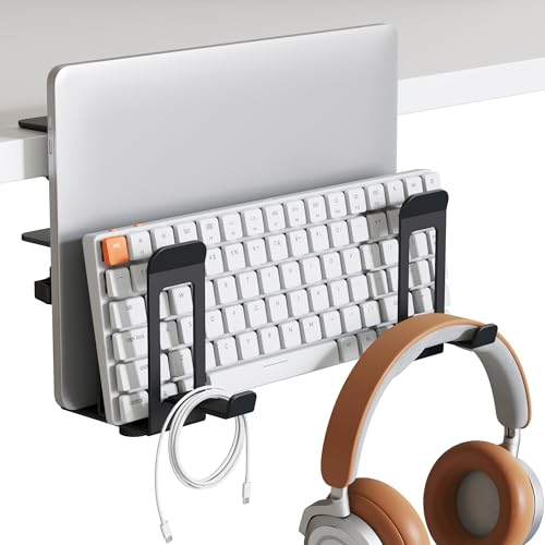 PEGZONE Laptop Stand Vertical 2-Slot Under Desk Laptop Holder Black