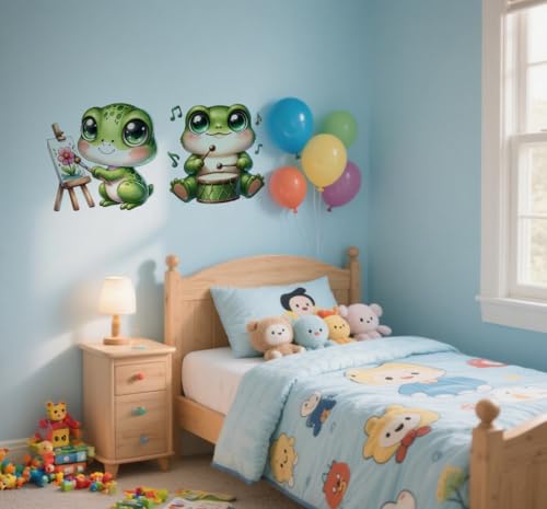 Funny Artist Frog Vinilo Decorativo 11.8x11.8 pulgadas miniatura 5