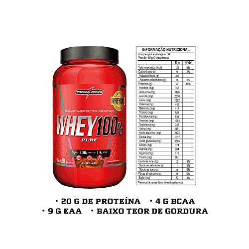 Integralmédica - Whey Protein Concentrado Cookies and Cream 100% Pure - 21g de Proteína por Scoop, Suplementação Alimentar Pós-Treino, Fórmula Enriquecida com BCAAs - Pote 900g