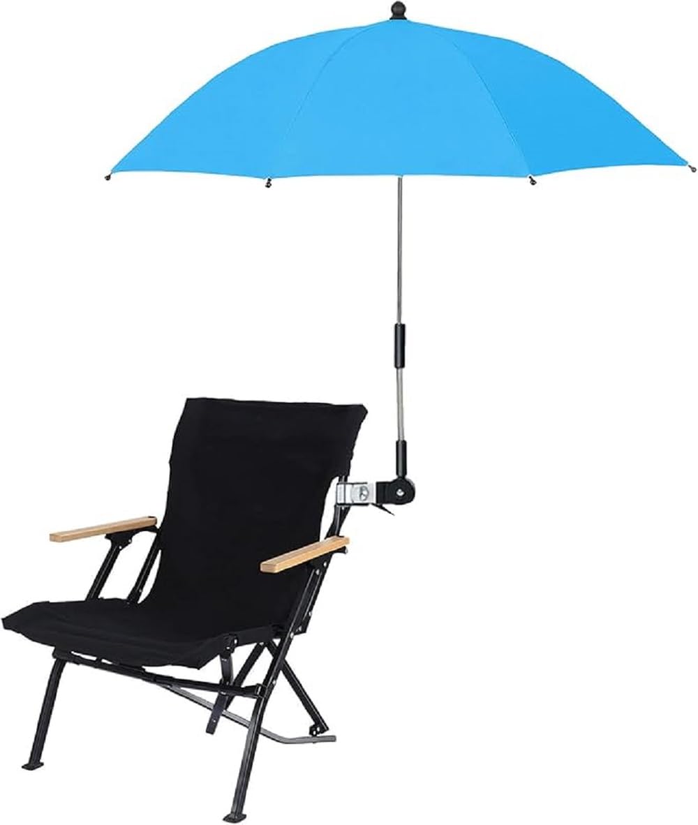 Chair Umbrella with Clamp Portable Clip on Umbrella for Beach Chairs Outdoor Patio Stroller Wheelchairs Golf Carts (Blue)