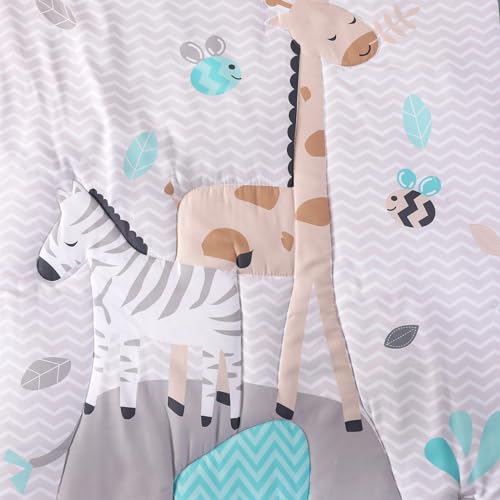Wowelife Mini Crib Bedding Set Grey, 3 Piece Elephant, Giraffe, Zebra Breathable Polyester Crib Bedding Set with Comforter, Fitted Sheet and Skirt for Mini Crib - Image 6