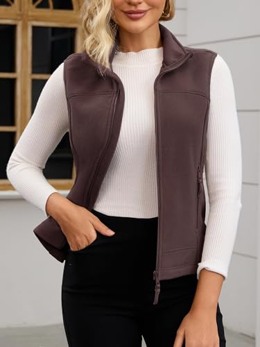 Women's Full-Zip Soft Polar Fleece Vest with Side Pockets for Spring and Fall2
