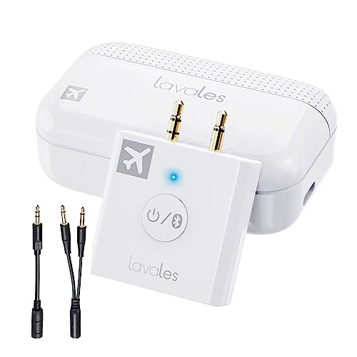 Lavales Bluetooth 5.3 Wireless Audio Transmitter, 3.5mm Jack, 32 Hours Battery Life, Dual Pairing, Low Latency, AptX Adaptive, Compatible with TVs, Speakers, Headphones