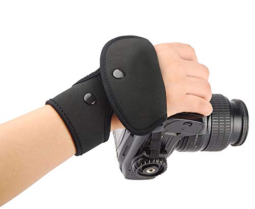 Image of HIFFIN EF-1 Black Leather Wrist Hand Grip Camera Strap for Nikon Canon Sony Pentax Olympus Panasonic SLR DSLR Cameras (EF1-Black)