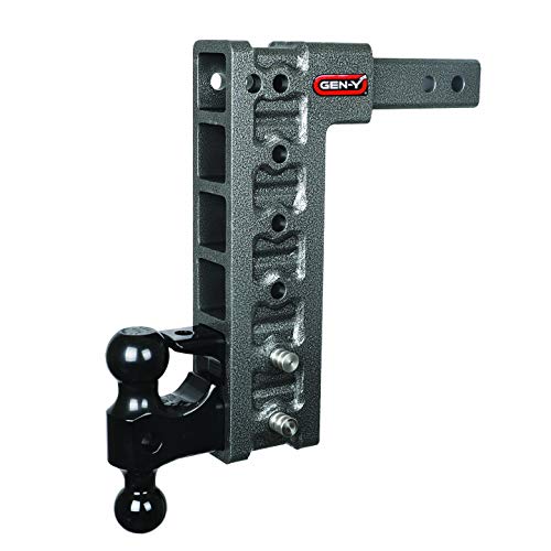 GEN-Y HITCH Mega-Duty Dual Receiver Hitch: Raise or Drop up to 12.5” – 16,000 Pounds Capacity, 2000 Pounds Tongue Weight, Includes Versa-Ball Mount and Pintle Lock, GH-526
