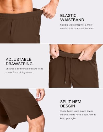 Image of GGJ Men's Lightweight Athletic Shorts with 2 Zipper Pockets 7 inch /9 inch /5 inch Gym Workout Running Quick Dry Tennis Shorts for Men