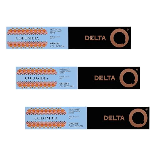 Delta Q Orígenes Colombia - Cápsulas de Café Molido Intensidad 8 - Espresso Exótico con Notas Dulces y Florales - 10 Cápsulas (Paquete de 3)