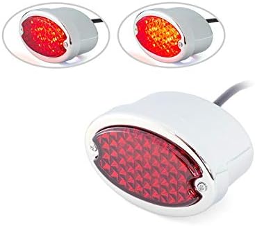 Alchemy Parts Motorcycle LED Stop Taillight for Royal Enfield Continental GT and Interceptor 650 Models Rear Running Brake Light Chrome Body with Red Lens