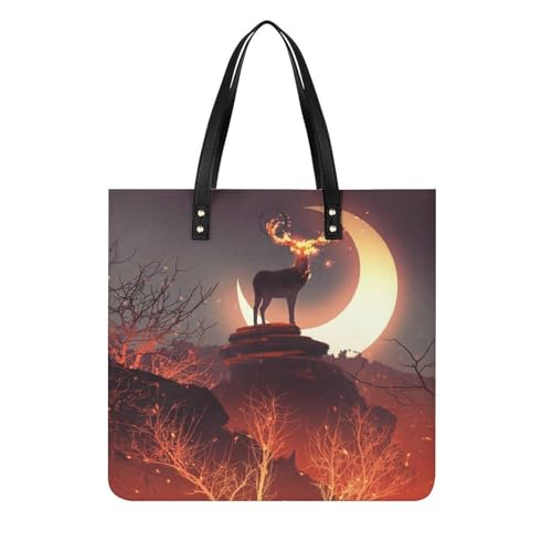 Tote bag pour voyage Lune Et Élan grand sac épaule pour femme
