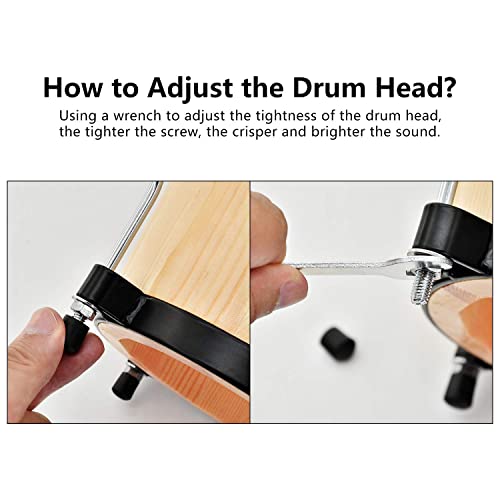 Image of Softline Pro Bongo Drum Set with Tuning Wrench & Padded Professional Wooden Percussion Instrument for Beginner Adults Kids - Natural Skin (Natural)