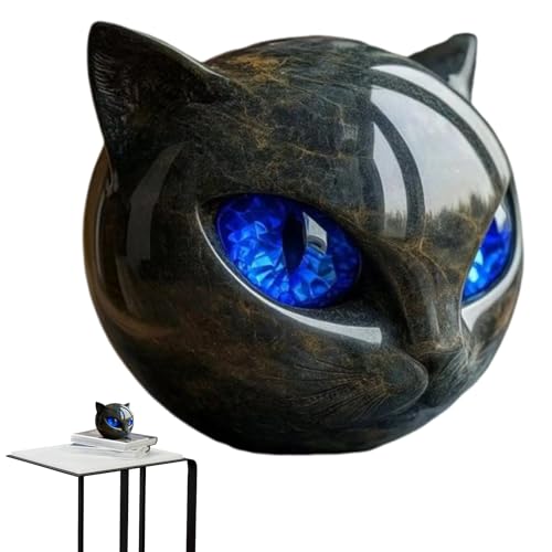 Zankie Escultura De Piedra De Gato-Negro De Lujo: Elegante Decoración para El Hogar, Cristales Tallados A Mano Y Piedras Curativas, Estatuas De Gato para Amantes De Los Gatos.