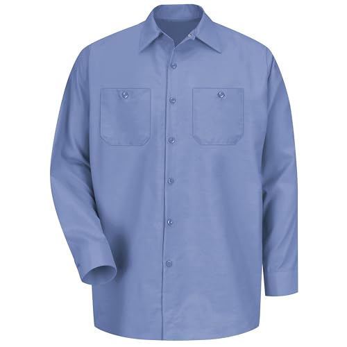 Image of Red Kap Men's Long Sleeve Industrial Work Shirt | Moisture Wicking Button Up, Wrinkle Resistance Fights Fading & Stains