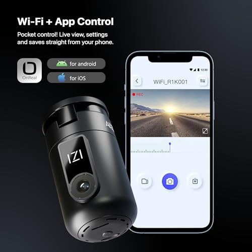 Image of IZI Drive360 Dash Cam for Car, 360 Rotatable Car Camera, AI Voice Control, Full HD 1080P @30FPS, 170 Wide Lens, 24 /7 Parking & Impact Detection, 128GB Support, Type-C Fast Connect, Built-in Mic