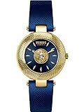 o blaufarbig Zifferblatt Versus Versace Damen Armbanduhr Brick Lane Strap 36 MM, Farbe:goldfarben/blau