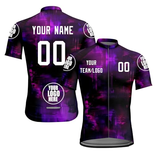 Maillot Ciclismo Hombre, Manga Corta Tops Ciclismo Personalizado Equipo Nombre Tu Nombre Logo Ropa Bicicleta Maillots Camisetas Bicicleta de Montaña Ropa Ciclismo A12