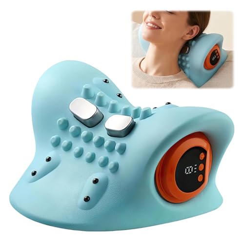 Neck Massagers Neck Massager Relaxer Heated Pillow Neck Stretcher for Neck Pain Heating and Vibration Rechargeable Cervical Necks Massager Neck Shoulder Cervical Traction Device