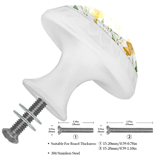 Boutons de commode pastorable jaune fleur bouton poignées tiroir
