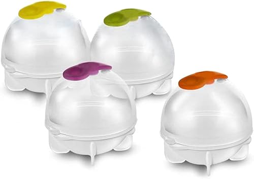 Miniatura 3 de Juego de 4 moldes redondos para cubitos de hielo, sellado hermético, a prueba de fugas, de silicona, para hacer bolas de hielo redondas de bourbon