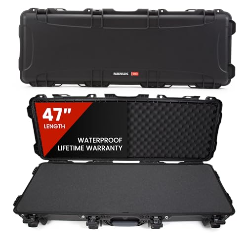 NANUK 990 Hard Case 47” with Wheels & Customizable Foam Insert, IP67 Waterproof & Crushproof, Rugged Construction for Ultimate Protection, Made in North America – Black (47.1” x 17.3” x 6.6”)