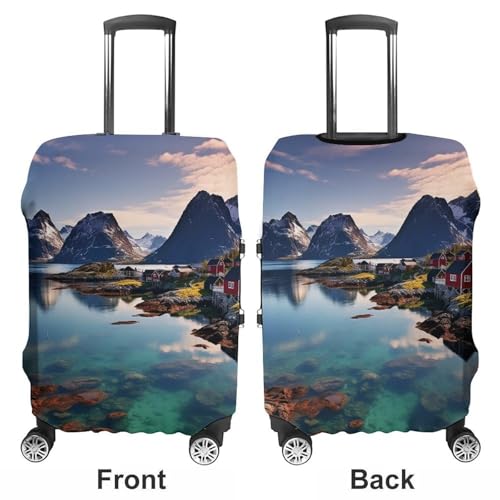 Norway Islands Luggage Cover, Washable Elastic Suitcase Cover Protector Fit 18-32 Inch Luggage3