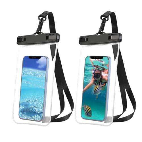MEgegulo Waterproof Phone Pouch - 2 Pack IPX8 Waterproof Phone Pouch Case, Swimming Dry Bag with Clip Strap for iPhone 15 14 13 12 11 Pro Max Plus Mini, Xs XR, Samsung S23 Up to 7” - Transparent