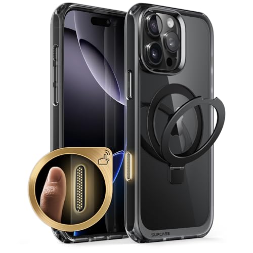 SUPCASE Etui do iPhone 16 Pro Max z uchwytem pierścieniowym [kompatybilne z przyciskami aparatu i MagSafe] [wojskowa ochrona jakości] (UB Mag Stand) Ultra cienka obudowa magnetyczna przezroczysta,