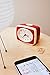 Kikkerland Small Retro Classic Vintage Style Ticking Quartz Movement Analog Alarm Clock, Glow in The Dark Hands, for Bedroom, Office, Home Decor, Battery Operated, in Red
